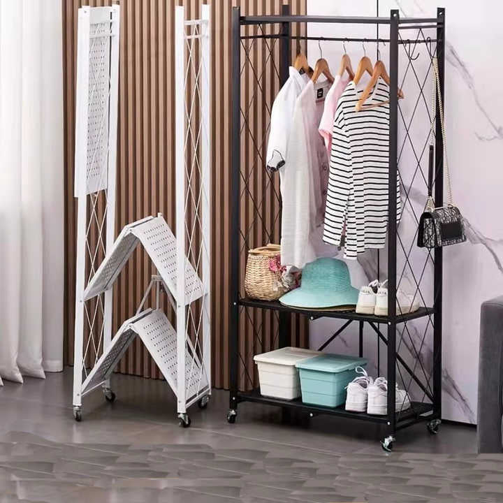 Foldable Clothing Storage Rack – Metal Carbon Steel
