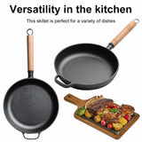 Thickened cast iron frying pan with bamboo lid