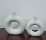 Porcelain ceramic 2in1 elegant decor donut flower vases