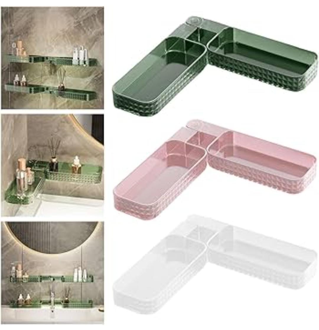 Detachable any angle elegant acrylic bathroom shelf with 4 hooks