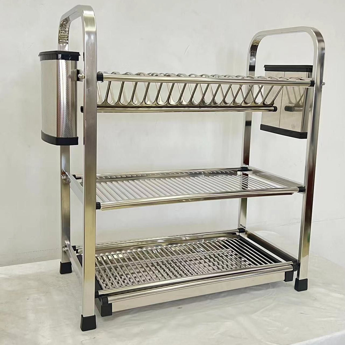 Stack Rack Drip Tray 3-Tier Stainless Steel Dish Drying Rack – Drip Tray & Utensil Holder ...