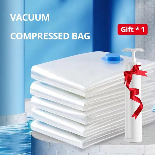 Vacuum Compression Storage Bags with Airtight Valve and Hand Pump Set of 5