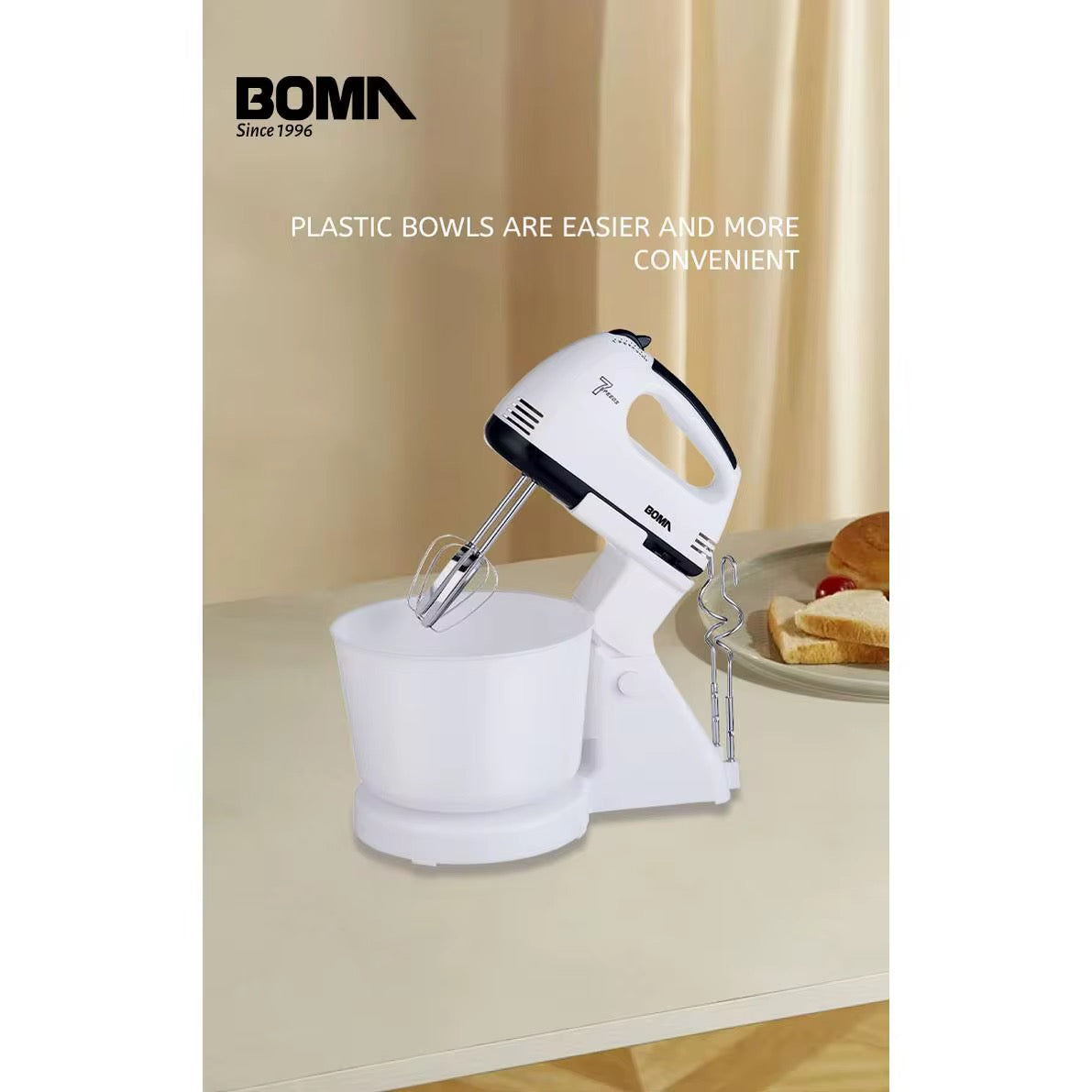 Boma Stand Mixer Auto Dough Mixer 7 Speed Adjustable Food Beater Kitchen Machine Mixer Home 2L Function Stable