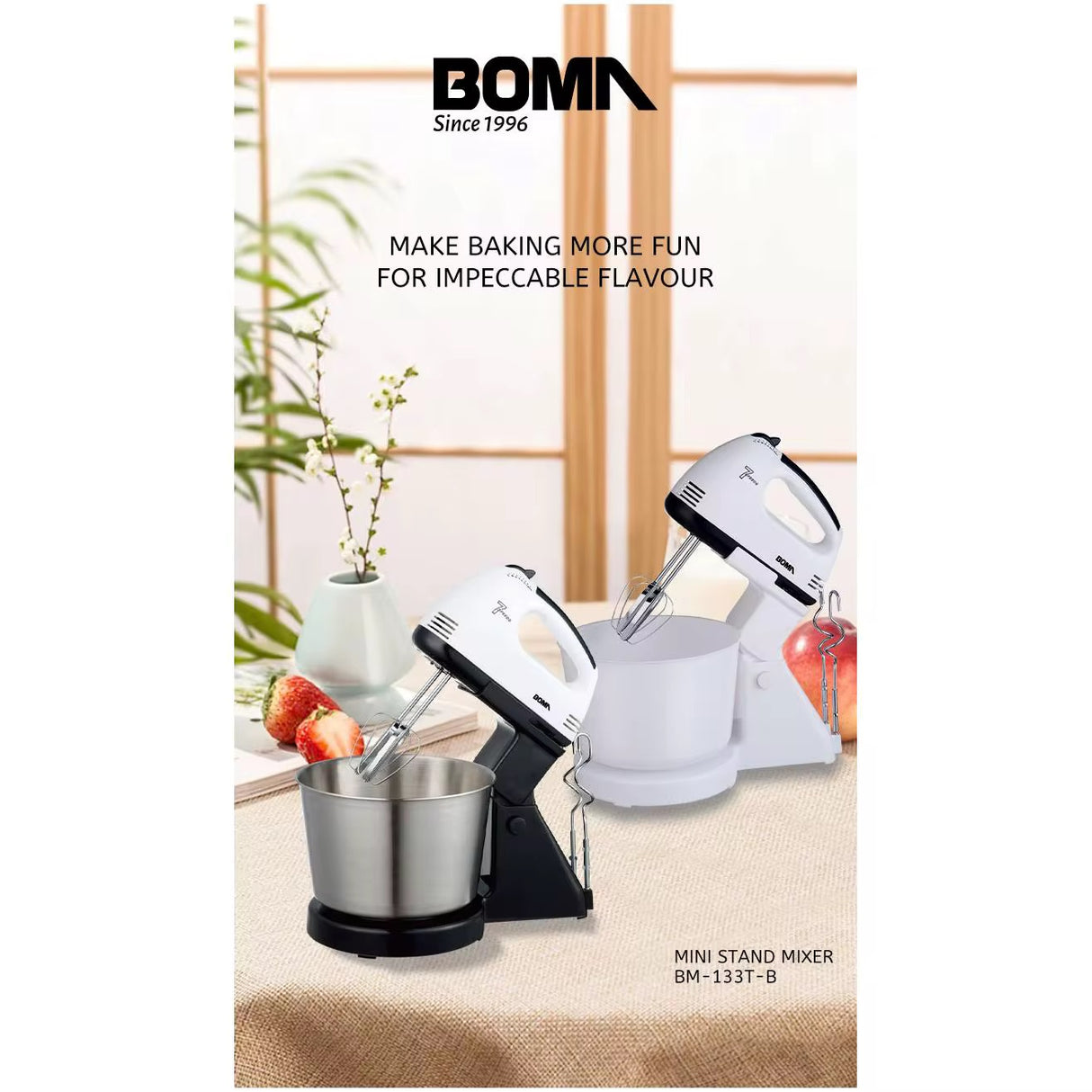 Boma Stand Mixer Auto Dough Mixer 7 Speed Adjustable Food Beater Kitchen Machine Mixer Home 2L Function Stable