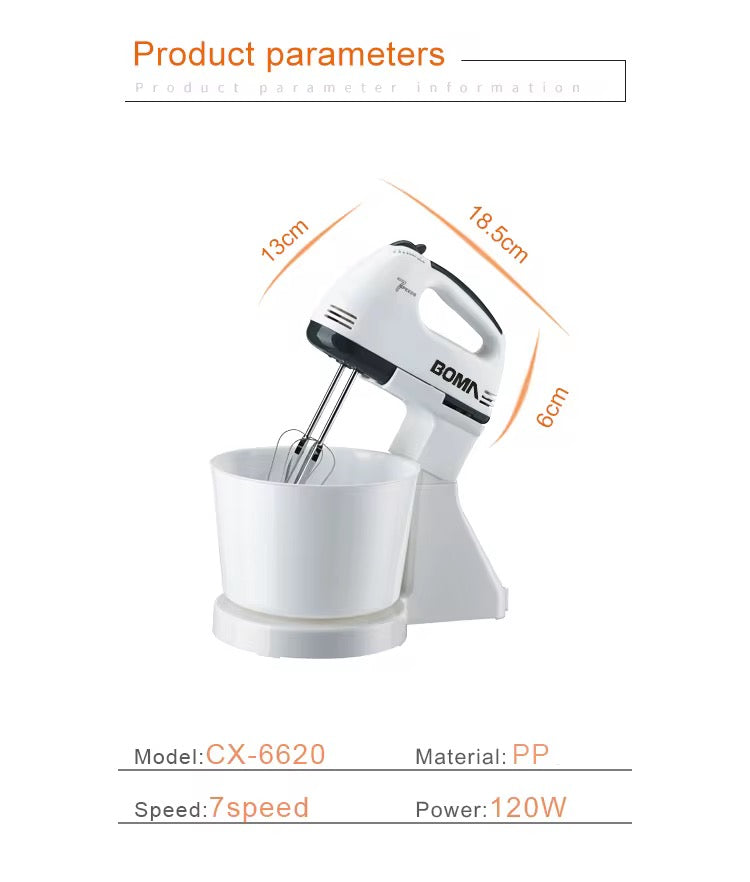 Boma Stand Mixer Auto Dough Mixer 7 Speed Adjustable Food Beater Kitchen Machine Mixer Home 2L Function Stable