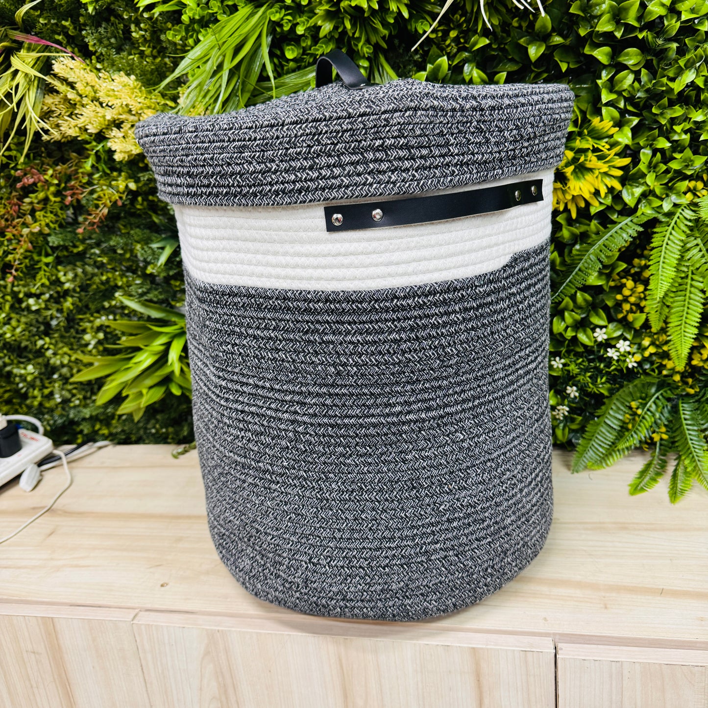 Storage Organizer Foldable Wardrobe Cotton Mini Rope Laundry Basket with lid