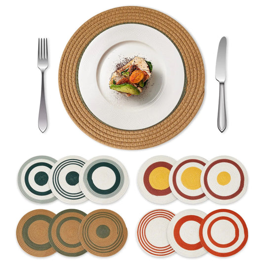 Round Woven Table Placemats Set of 6