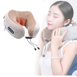 Portable Rechargeable U-Shaped Massage Pillow Car Cervical Massage Pillow, Neck Pillow Home, Travel, Office