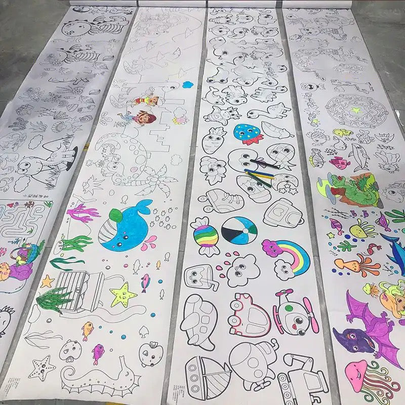 Children's Drawing Roll Coloring Paper 10m long for Kid Early Educational Birthday Party Gift