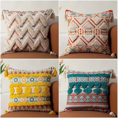 Tufted Boho Vintage Cotton Pillow Cover