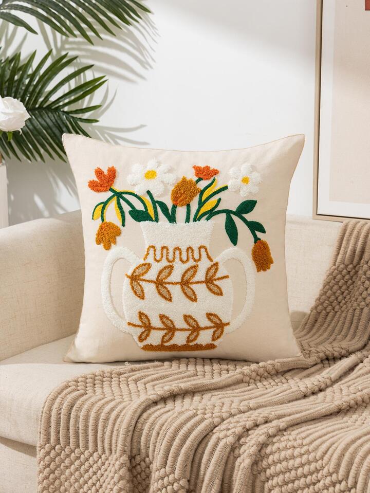 Farmhouse Embroidered Throw Pillow Cover