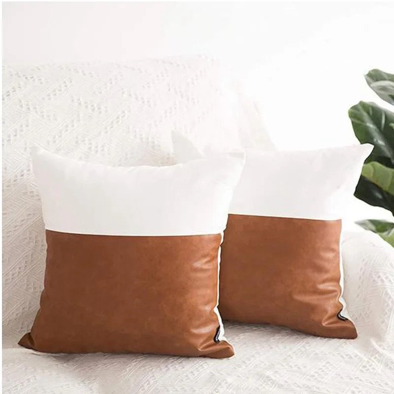 Vintage Faux Leather Throw Pillow Covers 45 x45cm