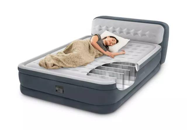 Intex Dura-Beam Deluxe  Queen-Sized Air Bed Mattress Comforting Bed with Built-in Electric Pump and Ultra Plush Supportive Headboard