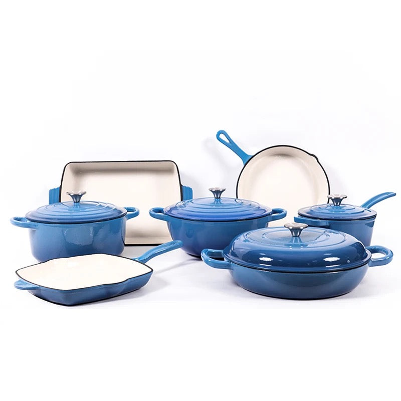 Enamel Cast iron cooking pots Ceramic Enamelled Cast Iron Cookware Set, Oven and Grill Safe