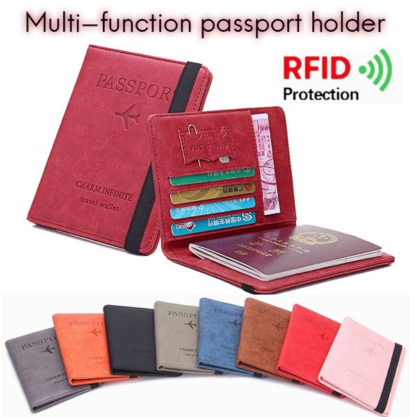 Passport Holder Cover Wallet Travel Essentials RFID Blocking Leather Card Case