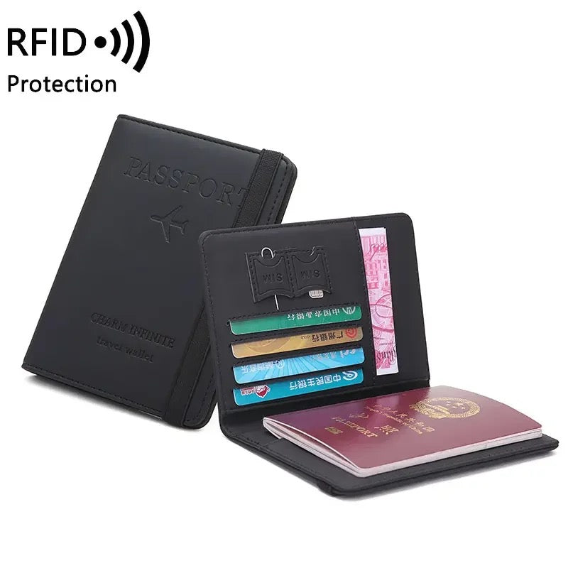 Passport Holder Cover Wallet Travel Essentials RFID Blocking Leather Card Case