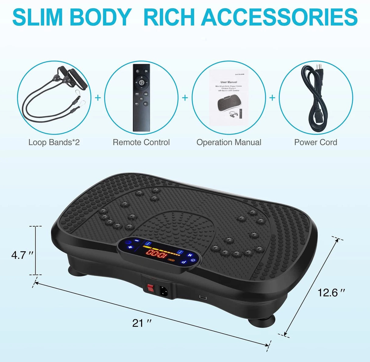 Ultra Slim Vibration Plate Exercise Machine, 3 Programs + 99 Levels,Full Whole Body Vibration Machine For Home Fitness