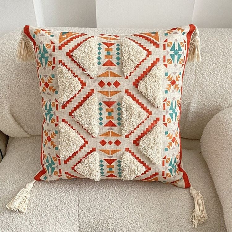 Tuffed Boho Vintage Cotton Pillow Cover