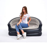 Inflatable 2 Seater Couch Blow Up Air Sofa with Comfort Flocked Surface for Indoor/Outdoor, Camping, Living Room