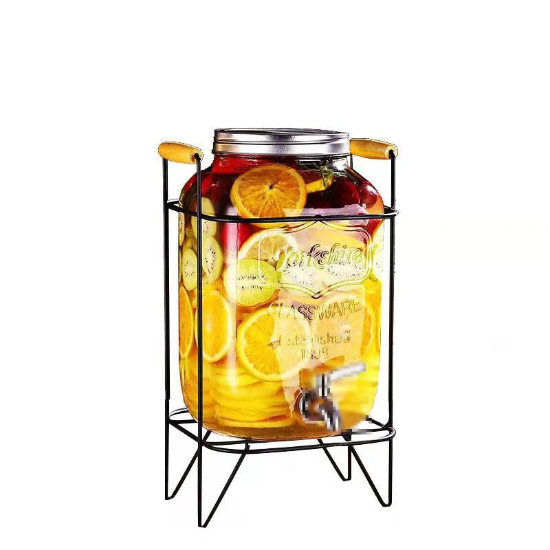 Glass Drink Dispenser with Stand Tap Cocktail Juice Dispenser 5L