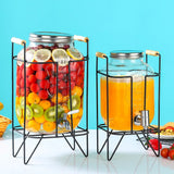 Glass Drink Dispenser with Stand Tap Cocktail Juice Dispenser 5L