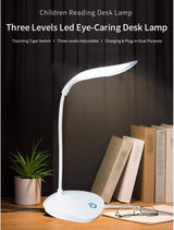 Desk Lamp, USB Portable Eye-Care LED Desk Lamp, Rechargeable Touch Dimmable 3 Modes LED Reading Lamp Bedside Lamp for Bedroom Home Office Work Study