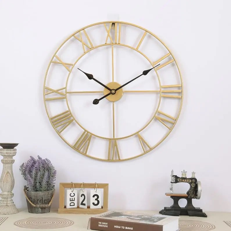 Nordic functional Round Metal Roman Numeral Wall Clocks.