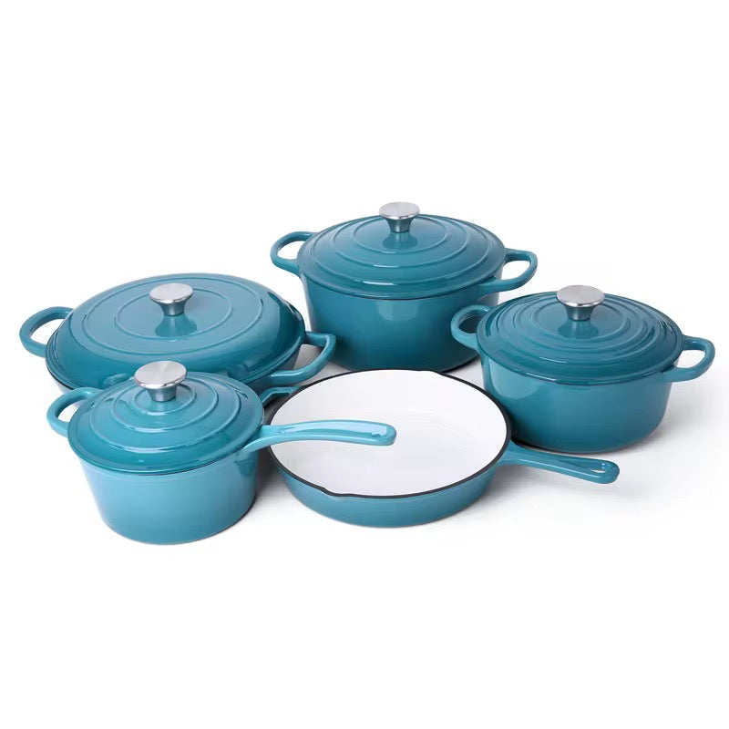 Enamel Cast iron cooking pots Ceramic Enamelled Cast Iron Cookware Set, Oven and Grill Safe