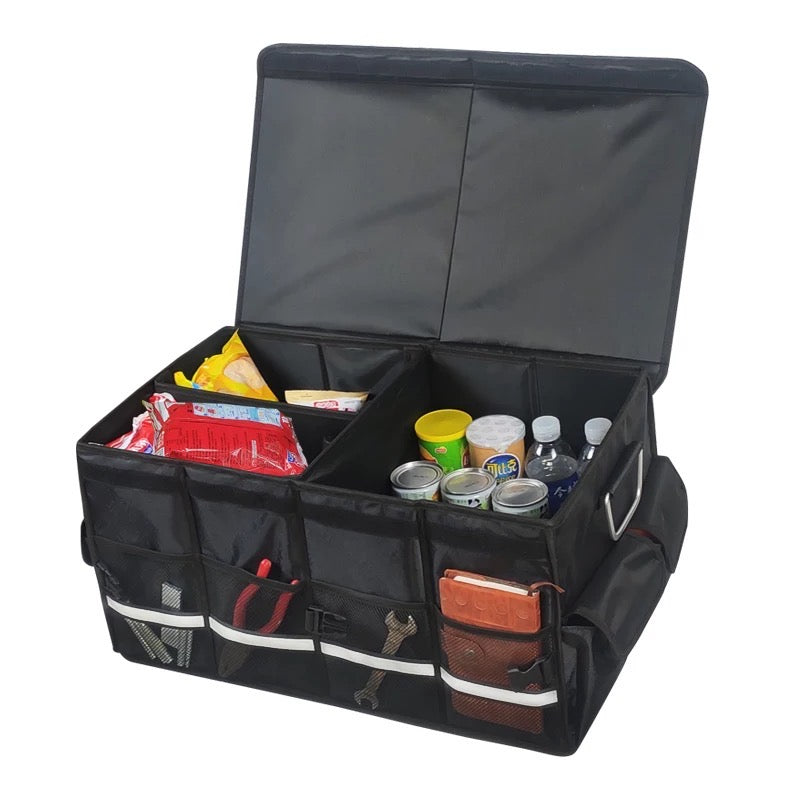 Large capacity car boot organizer with compartments