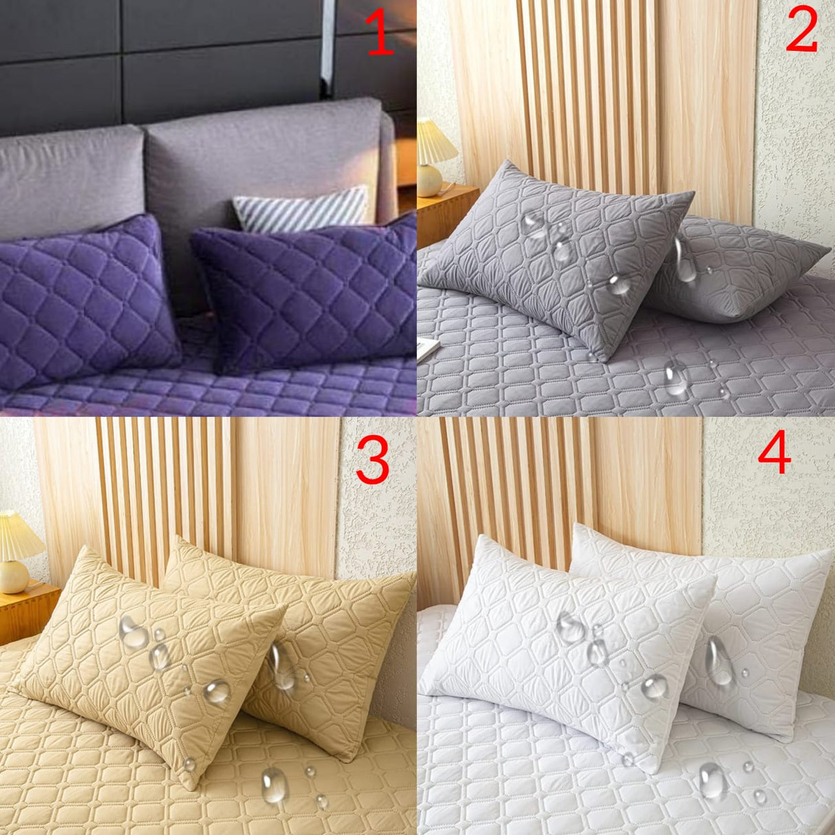 2 Pack Pillow Protectors Quilted Zipped Breathable 100% Cotton Hotel Quality 50 x 75cm