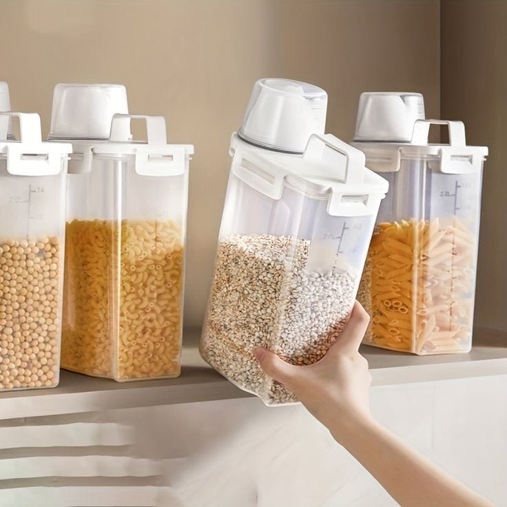 Plastic Cereal jars 2Litres With Measuring Cup