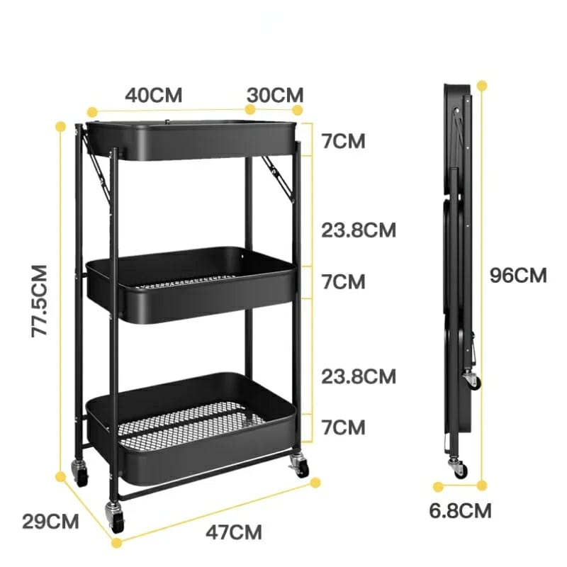 3 tier Multifunction Storage Trolley