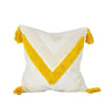 Yellow Embroidery Cushion Cover Geometric Tassels Pillow Cover 45x45cm