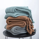 Knitted Throw Blanket With Tassels  Fringe Throw for Couch Bed Sofa