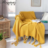 Knitted Throw Blanket With Tassels  Fringe Throw for Couch Bed Sofa