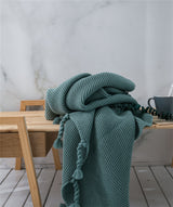 Knitted Throw Blanket With Tassels  Fringe Throw for Couch Bed Sofa