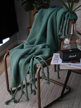 Knitted Throw Blanket With Tassels  Fringe Throw for Couch Bed Sofa