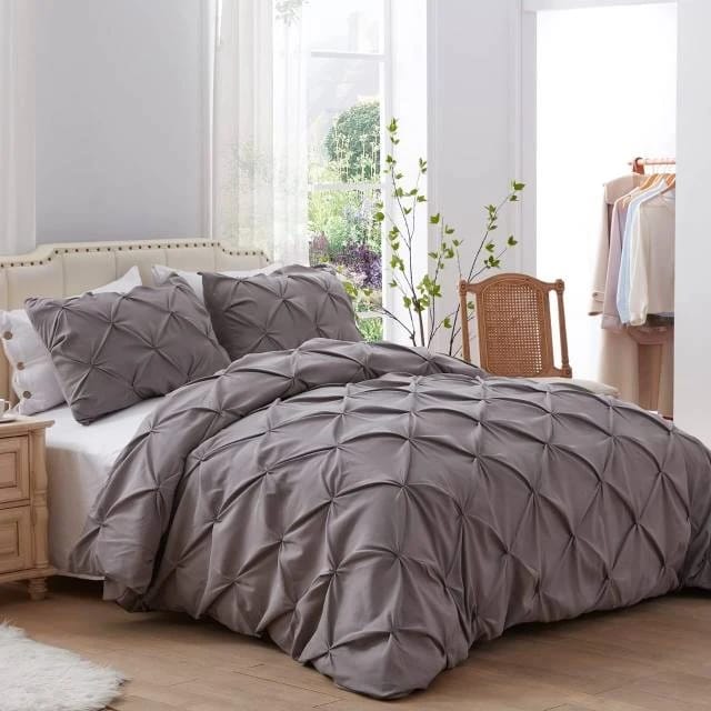 Pinch Pleat Cross Pintuck Duvet Quilt Cover Luxury Duvet Cover Set