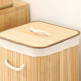 Wooden Laundry Hamper with Lid, Bamboo Laundry Basket with HandlesLaundry Basket