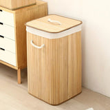 Wooden Laundry Hamper with Lid, Bamboo Laundry Basket with HandlesLaundry Basket