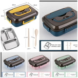 3 Grid Stainless Steel Lunch Box With Spoon and Chopsticks