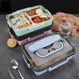 3 Grid Stainless Steel Lunch Box With Spoon and Chopsticks