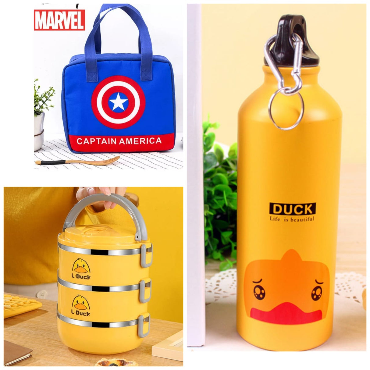 3 in 1 Stainless Steel Lunch Box Water Bottle Combo