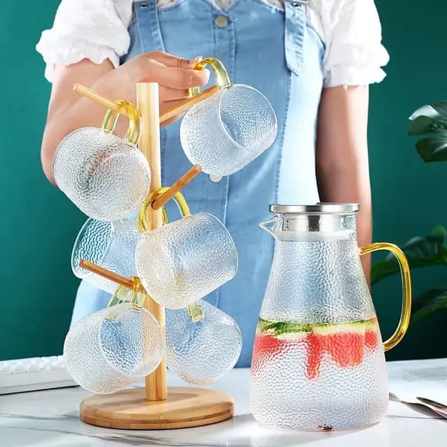 Transparent Teapot Coffee Juice Lemonade Jug Flower Tea Pot Hot Cold Water Pitcher