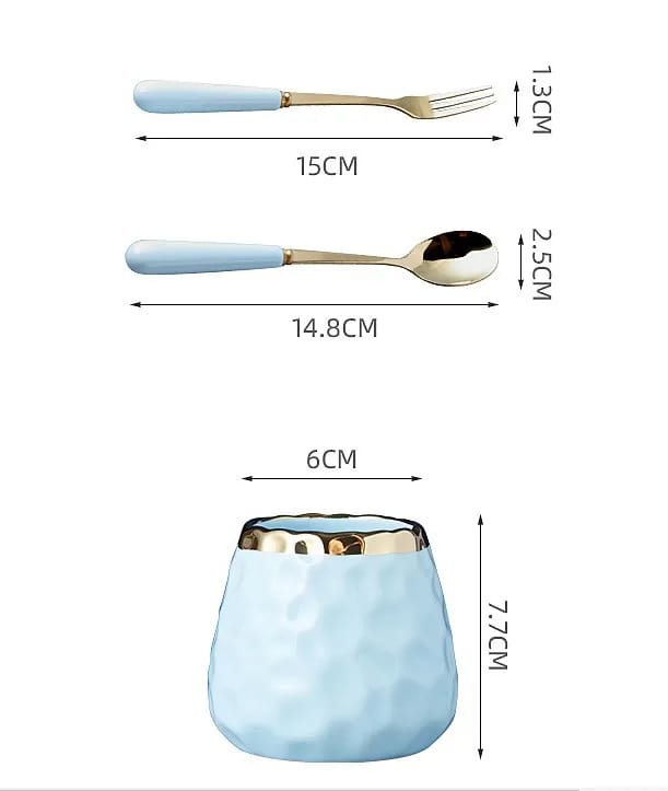 Nordic Light Luxury Fruit Fork and Spoon Ceramic Storage Tank Tableware Set