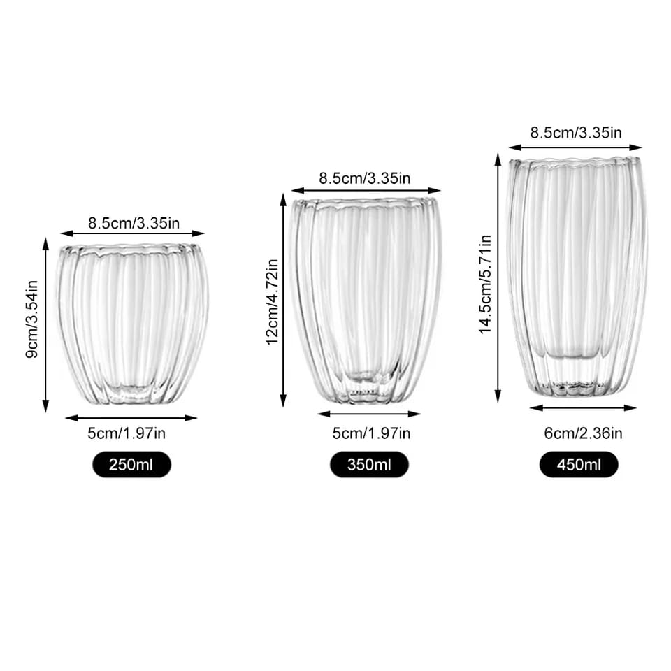 Stripe Double Wall Glass Mug