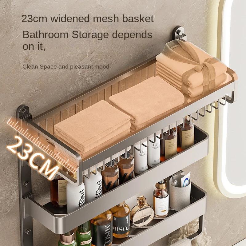 Bathroom Shelves Storage Rack Toilet Three-layer Metal Storage Rack Toilet Washstand Towel Organizer