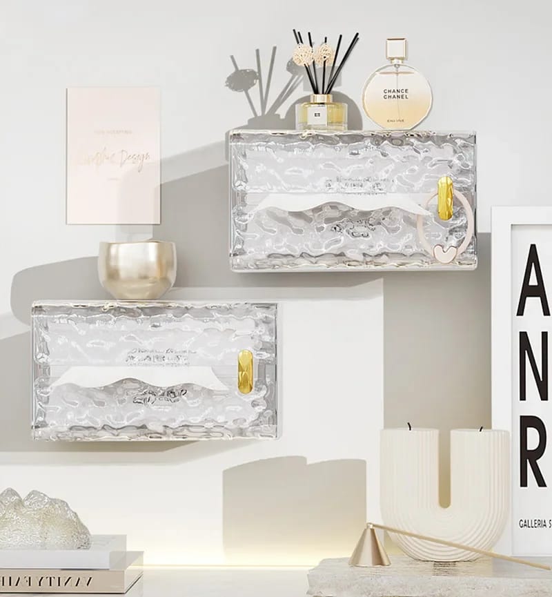 Luxury Tissue Serviette Box Wall-Mounted Acrylic Transparent Tissue Box