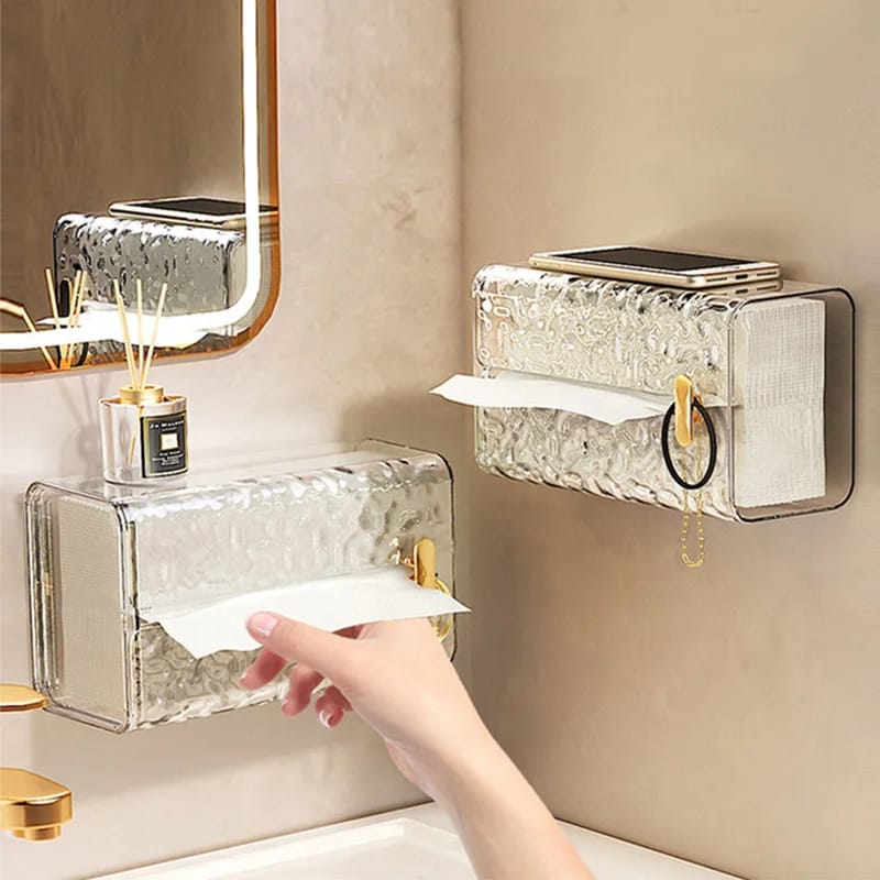 Luxury Tissue Serviette Box Wall-Mounted Acrylic Transparent Tissue Box