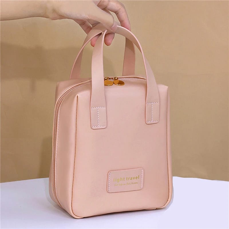 Makeup Bag PU Leather Portable Travel Wash Cosmetic Bag